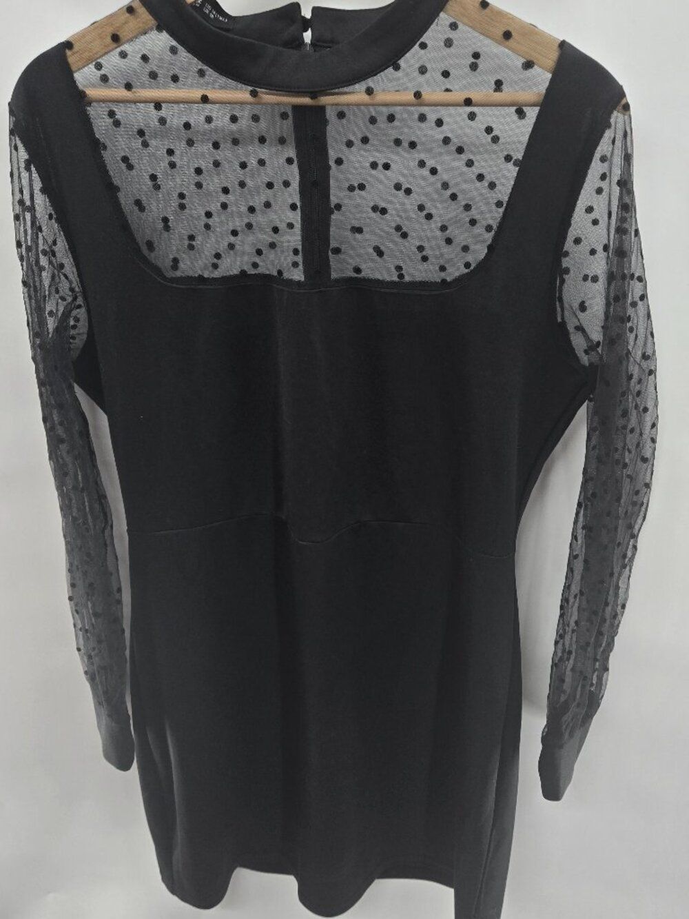 Bloomchic Black Mesh Sheer Polka Dot Mini Dress 1xl/14